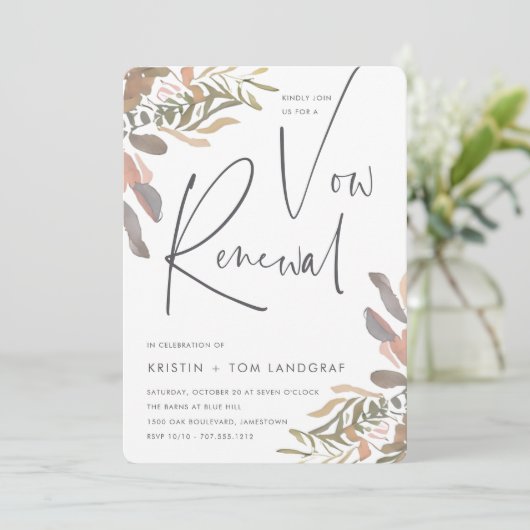 Romantic Neutral Boho Floral Vow Renewal Kaart (Staand voorkant)