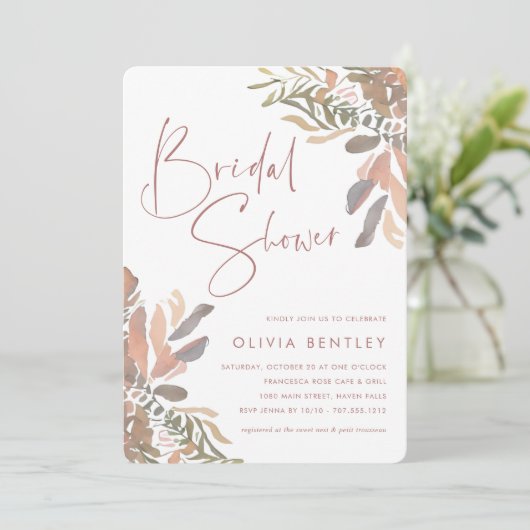 Romantic Neutral Boho Floral Vrijgezellenfeest Kaart (Staand voorkant)