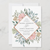 Romantic Neutrale Blush Waterverf Floral | Weddens Kaart (Voorkant)