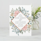 Romantic Neutrale Blush Waterverf Floral | Weddens Kaart (Staand voorkant)