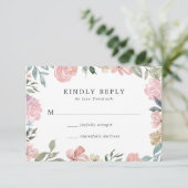 Romantic Neutrale Blush Waterverf Floral | Weddens RSVP Kaartje (Staand voorkant)