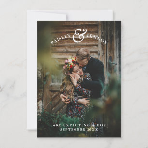 Romantic New Baby Announcement Card Bedankkaart