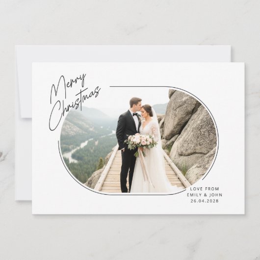 Romantic Newlywed Couple Photo Merry Christmas Feestdagenkaart (Voorkant)