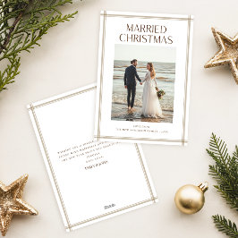 Romantic Newlywed Married Christmas Beach Photo Feestdagenkaart