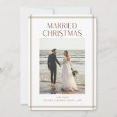 Romantic Newlywed Married Christmas Beach Photo Feestdagenkaart (Voorkant)