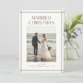 Romantic Newlywed Married Christmas Beach Photo Feestdagenkaart (Staand voorkant)