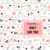 Romantic Newlywed Shower Curtain Pink Black Hearts Douchegordijn