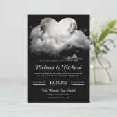 Romantic Night Sky Moon Heart Weddenschap Kaart (Staand voorkant)