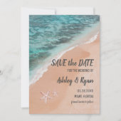 Romantic Ocean Beach Seaside Summer Sand Wedding Save The Date (Voorkant)