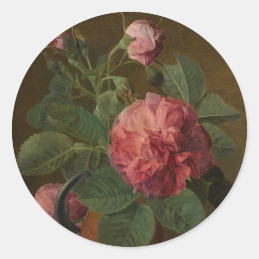 Romantic Old English Roses Ronde Sticker (Voorkant)