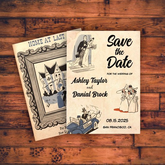 Romantic Old Retro Wedding Save the Date Kaart