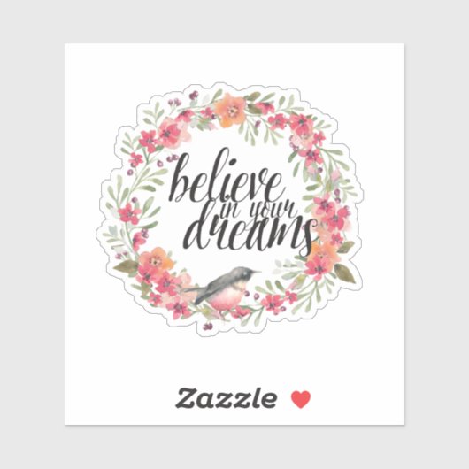 Romantic Oleander Bird Pink Floral Dream Sticker (Vel)
