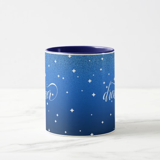 Romantic Ombre Midnight Blue Starry Dreamweaver Mok (Midden)
