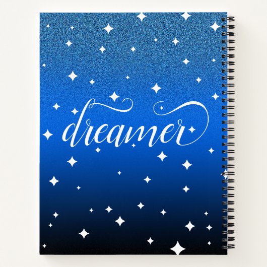 Romantic Ombre Midnight Blue Starry Dreamweaver Notitieboek (Achterkant)