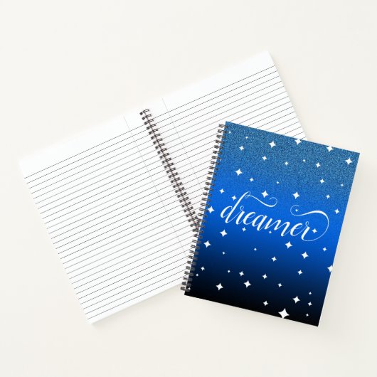 Romantic Ombre Midnight Blue Starry Dreamweaver Notitieboek (Binnen)