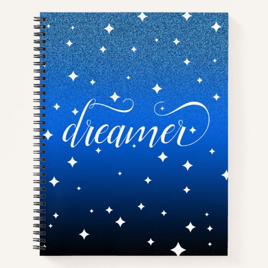 Romantic Ombre Midnight Blue Starry Dreamweaver Notitieboek (Voorkant)