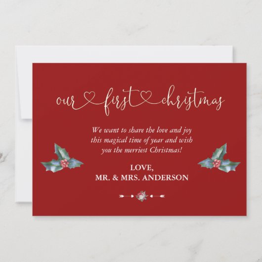 Romantic ons eerste kerstfeest als de heer & Mrs P Kaart (Achterkant)