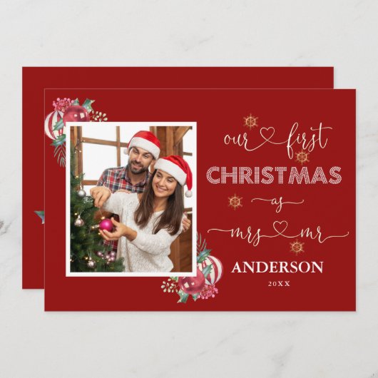 Romantic ons eerste kerstfeest als de heer & Mrs P Kaart (Voorkant / Achterkant)
