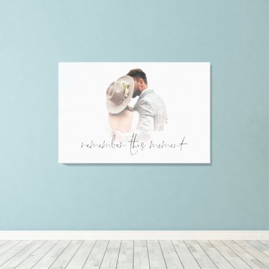 Romantic Onthoud dit moment Foto-Passen getrouwd Canvas Afdruk (Insitu (Houten vloer))