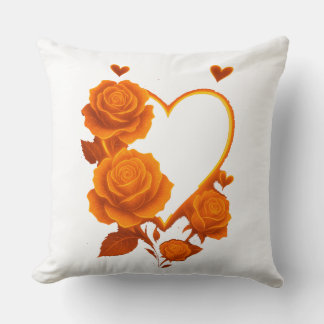 Romantic Orange Roses Heart Throw" Kussen