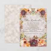 Romantic Oranje Rust Cream Autumn Floral - Gegeven Informatiekaartje (Voorkant / Achterkant)