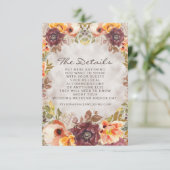 Romantic Oranje Rust Cream Autumn Floral - Gegeven Informatiekaartje (Staand voorkant)