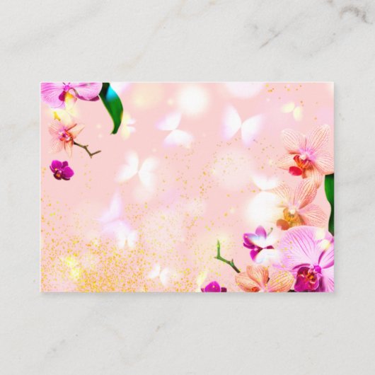 Romantic Orchid Bouque Wedding RSVP Enclosure Kaar Informatiekaartje (Achterkant)