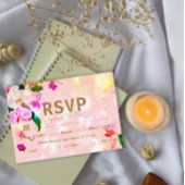 Romantic Orchid Bouque Wedding RSVP Enclosure Kaar Informatiekaartje