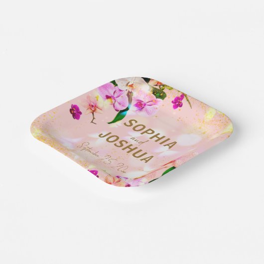 Romantic Orchid Bouquet Elegant Classy Wedding Papieren Bordje (Gebogen)