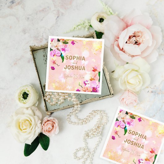 Romantic Orchid Bouquet Elegant Classy Wedding Servet