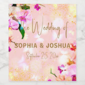 Romantic Orchid Bouquet Elegant Classy Wedding Wijn Etiket (Enkel label)