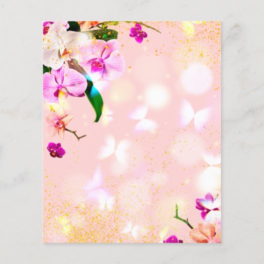 Romantic Orchid Bouquet Elegant Wedding Menu (Achterkant)