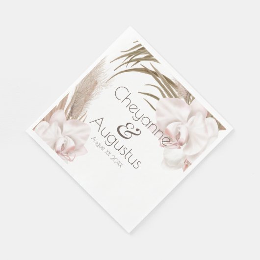 Romantic Orchids en Pampas Grass Servet (Hoek)