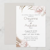 Romantic Orchids en Pampas Grass Wedding Kaart (Voorkant / Achterkant)