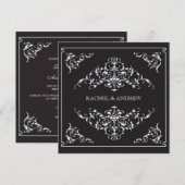 Romantic Ornaments Wedding Black Kaart (Voorkant / Achterkant)