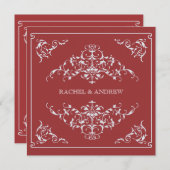 Romantic Ornaments Wedding Crimson Kaart (Voorkant / Achterkant)