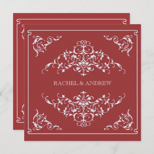 Romantic Ornaments Wedding Crimson Kaart (Voorkant / Achterkant)