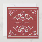 Romantic Ornaments Wedding Crimson Kaart (Voorkant)