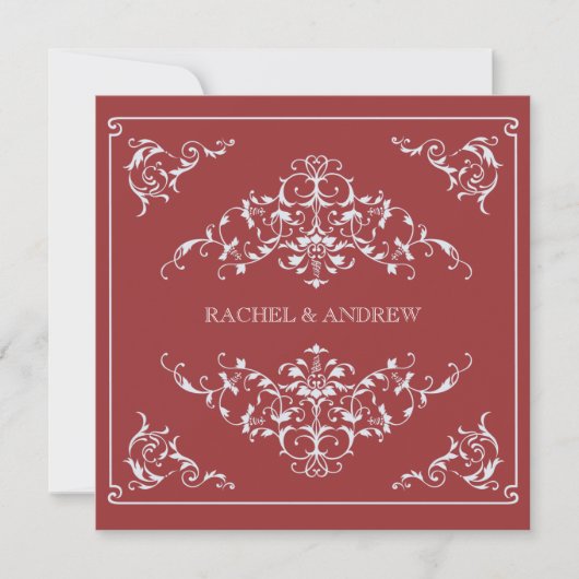 Romantic Ornaments Wedding Crimson Kaart (Voorkant)