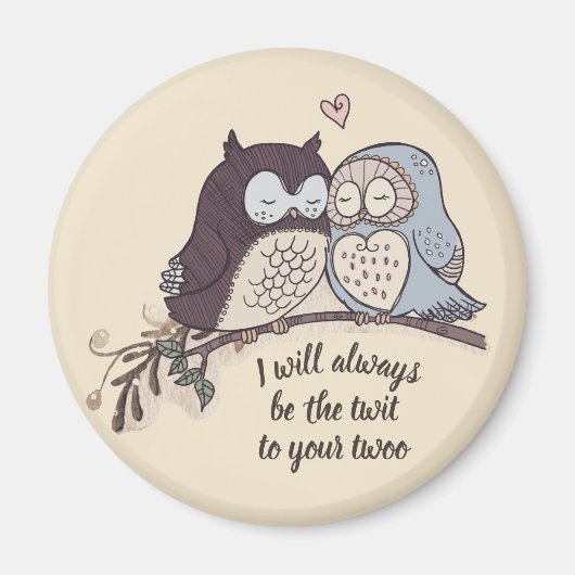 Romantic Owls in Love Twit Twoo Magneet (Voorkant)