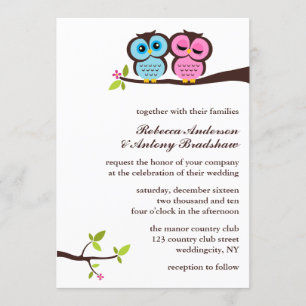 Romantic Owls Wedding Kaart