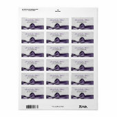 Romantic Paars Bow SIlver Damask Wedding Etiket (Full Sheet)
