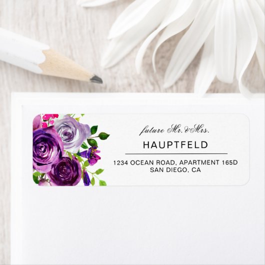 Romantic Paars Floral Return Address Label (Insitu)