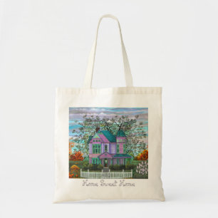 Romantic Paars Victoriaans House Picket Fence Tote Bag