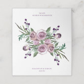 Romantic Paarse Floral Wedding Table Name Place Plaatskaartje (Buitenkant ongevouwen)