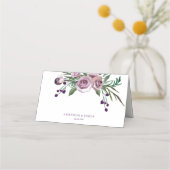 Romantic Paarse Floral Wedding Table Name Place Plaatskaartje (Achterkant)
