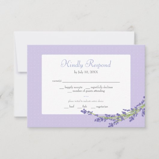 Romantic Paarse Lavender RSVP-kaart RSVP Kaartje (Voorkant)