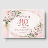 Romantic Pale Pink Gold Greenery 90th Birthday Gastenboek (Voorkant)