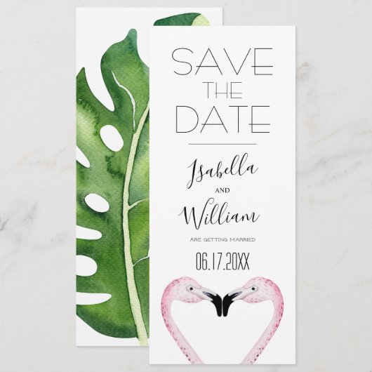 Romantic Palm Wedding Save the Date Invitation (Voorkant / Achterkant)