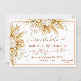 Romantic Pampas Grass Floral Wedding Save Date Kaart